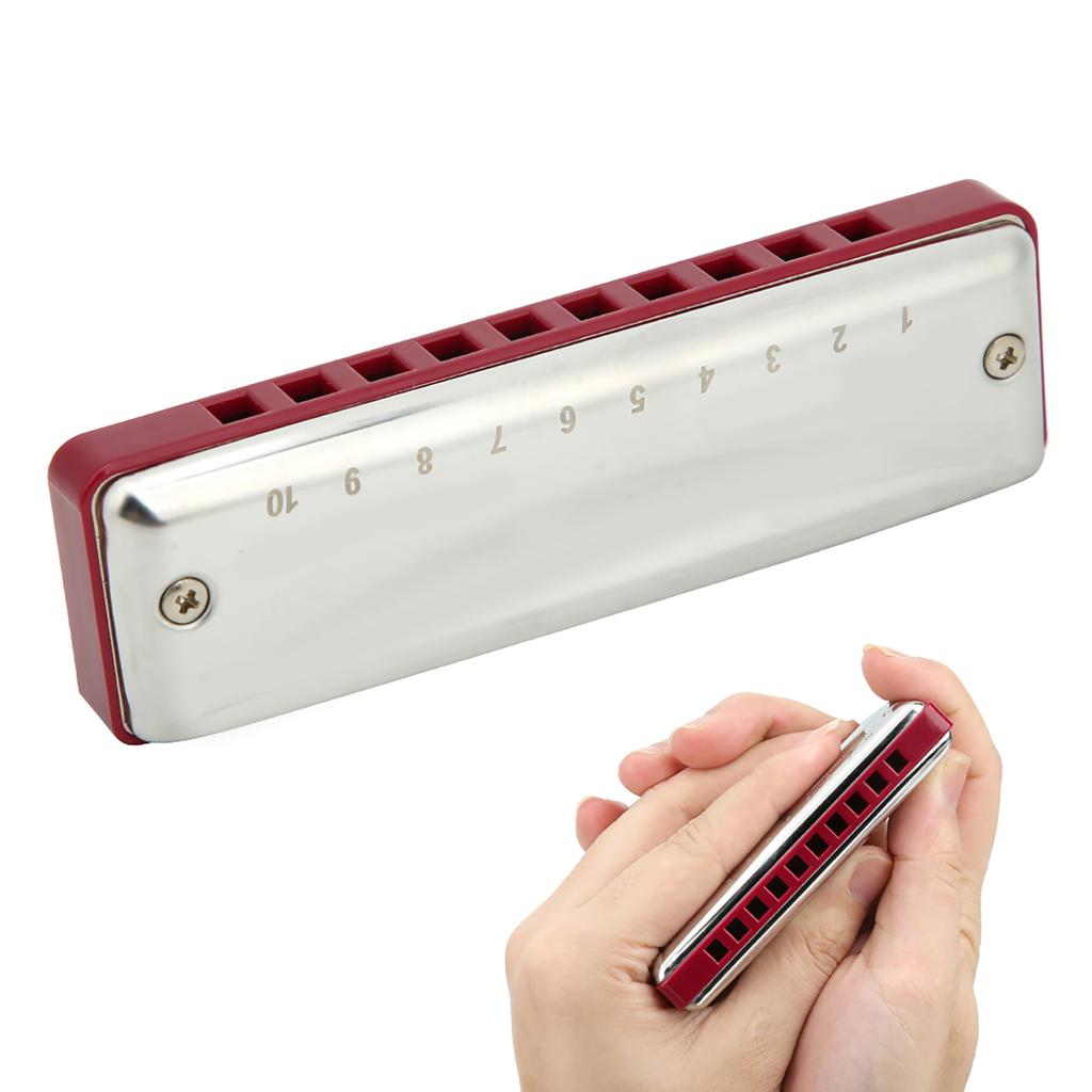 Blues Harmonica 10 Hole Mouthorgan Ab Key Portable Wind Instrument High Gloss Waterproof