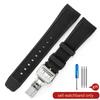 Flexible Comfortable-wearing Silicone Watch Strap Black Blue for IWC Portuguese Series IW390503 IW3907047 Arc Interface Band22mm