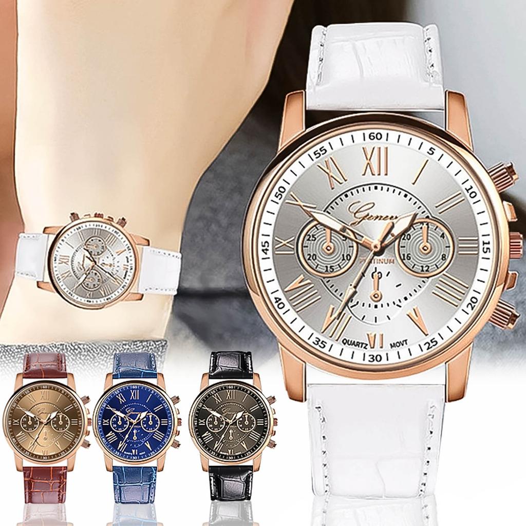 Women's Leather Quartz Analog Wrist Watch Multifunctional Waterproof Watch Fashion Durable Luxurious Watch Reloj Para Mujer
