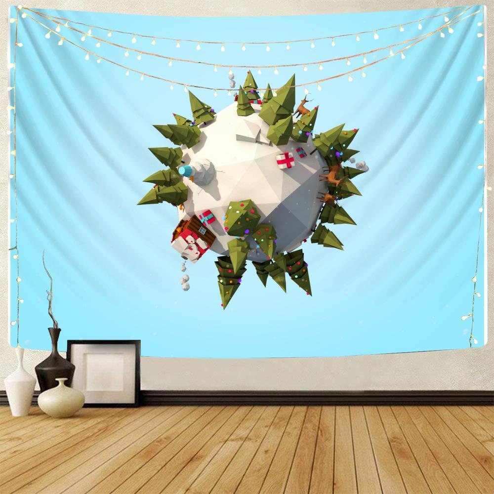 Christmas Snowman Decorative Print Pattern Tapestry Home Living Room Bedroom Wall Background Fabric Tapestry