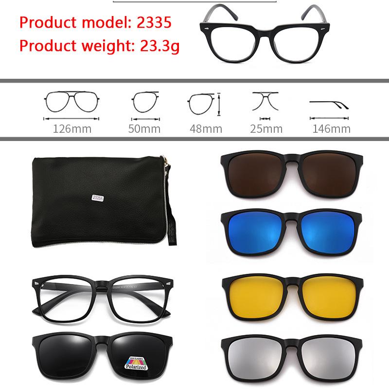 6 In 1 Polarized Sunglasses Men Women Magnetic Clip On Glasses  Optical Prescription Eyeglass Frames Magnet Clips