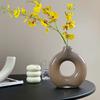 Glass Vase Geometric Hollow Circles Flower Vase Hydroponics Terrarium Doughnut Flower Arrangement  Home Decoration Accessories