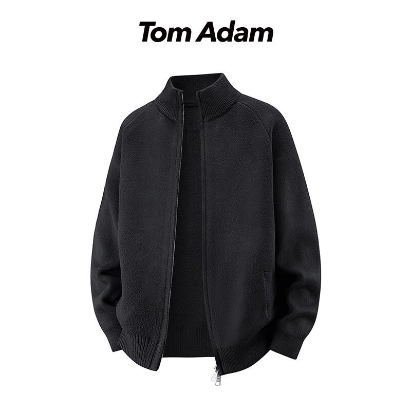 

TOM ADAM Simple Casual Stand-Collar Zipper Sweater 2XL