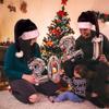 Christmas Velvet Santa Hat Unisex Comfortable Classic Black and White Adult & Kids Christmas Hat for Xmas Holiday Party