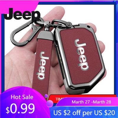 For Jeep Metal Leather 2 3 4 Buttons Car Flip Key Case Cover For Jeep Gladiator JT Sahara JLU Wrangler JL Rubicon 2018 2019 A