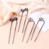 2Pcs Vintage Ancient Style  Flower U-Shaped Hairpin Temperament Bow Hair Sticks Fairy Retro Hair Accessories Girl Gifts