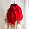 Luxury Winter Red Cashmere Scarf Women Fashionable Flower Print Neckerchief Thickened European And American Warm Shawl