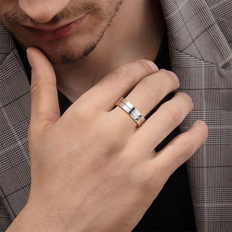 Rotatable Titanium Steel Ring Women, Love LOVE Couple Ring Fashion Trendy Men's Hand Jewelry
