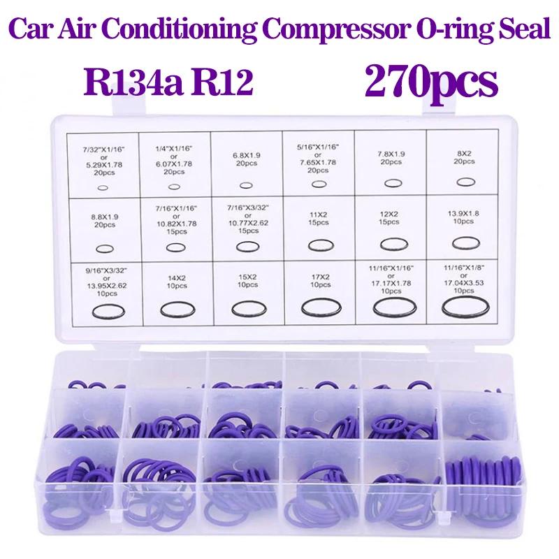 

O Ring Set Seal Kit R134a R12 HNBR Rubber O-Rings Assortment For Car Automotive Air Conditioner A/C System Repair Tool