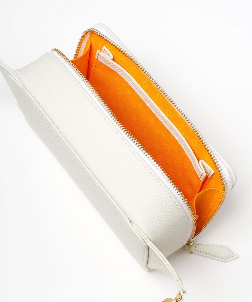 Castelbajac Canelé Leather One-Shoulder Bag, Horizontal, No. 35921, White