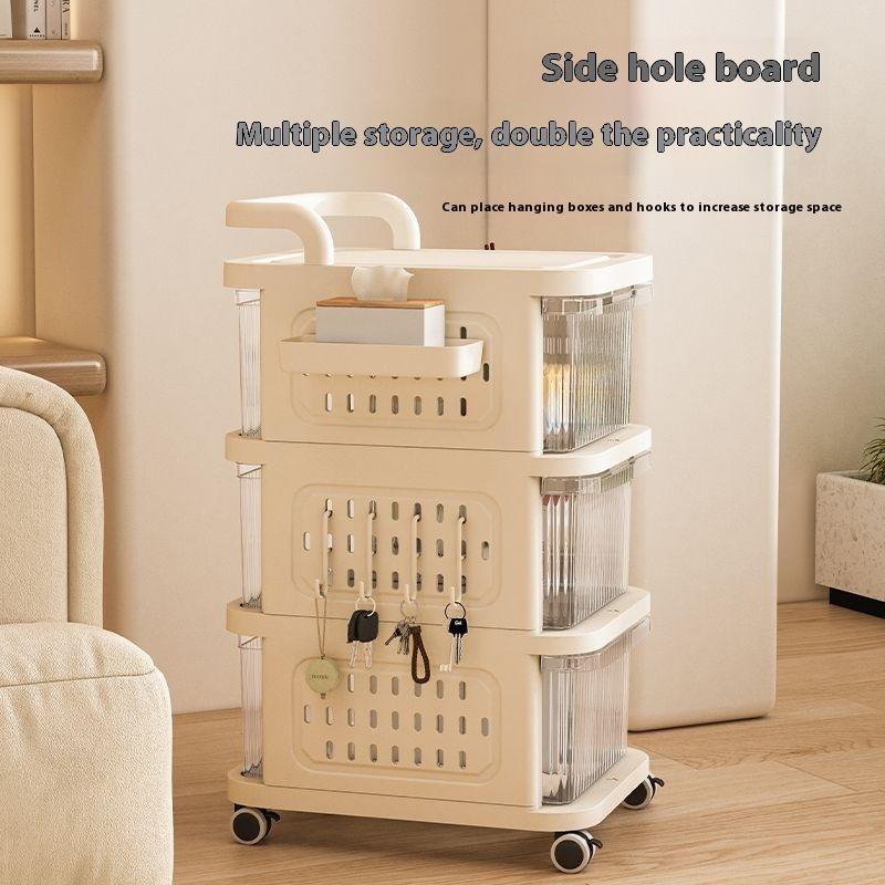 Household Pegboard Plastic Trolley Drawer Snack Toy Cabinet Living Room Bedroom Study Multi-Layer Storage Cabinet