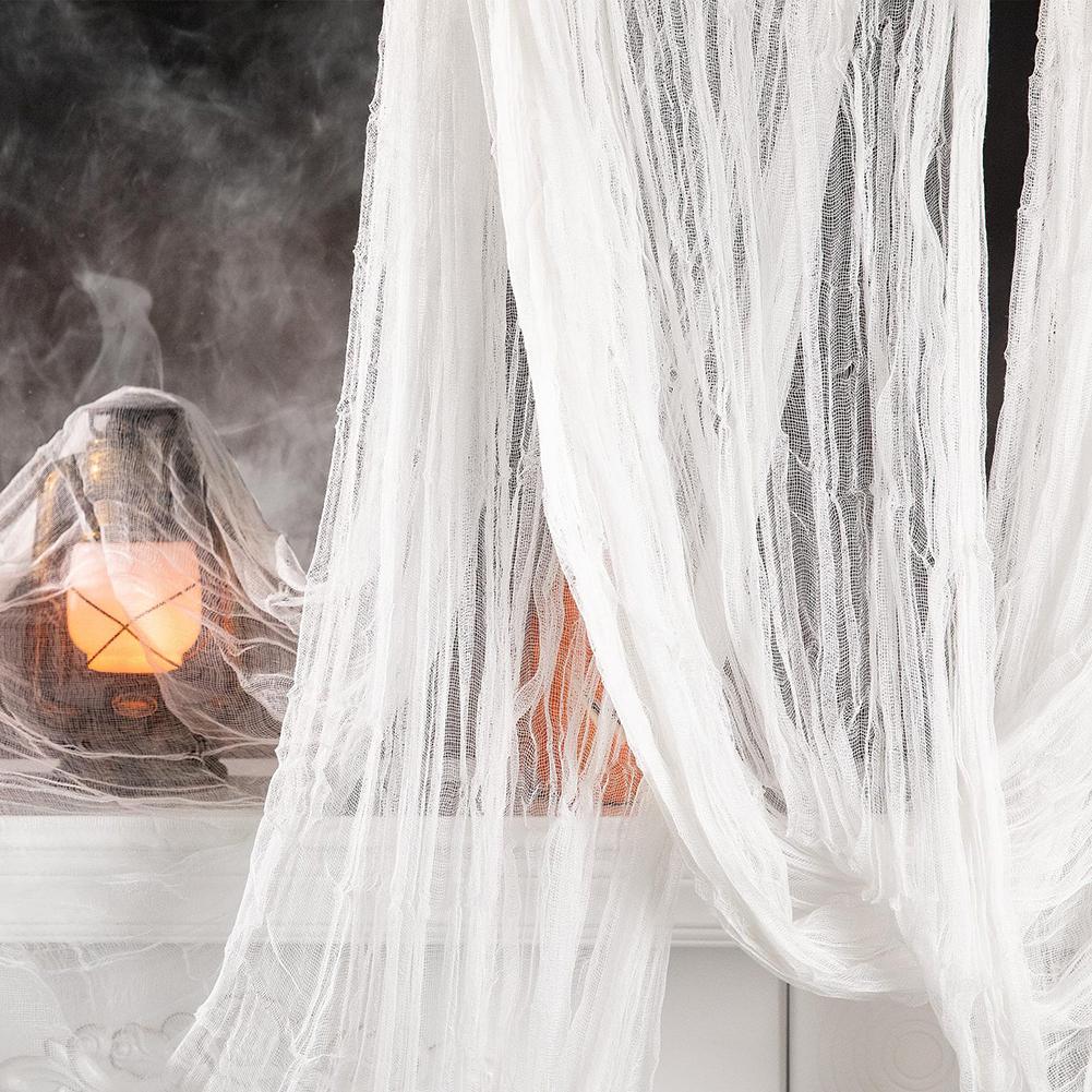 Halloween Scene Setting Cloth Vintage Horror Theme Gauze Tattered Fabric Reusable Cobweb DIY Scary Atmosphere Ghost Haunt/Bar/Party Decoration