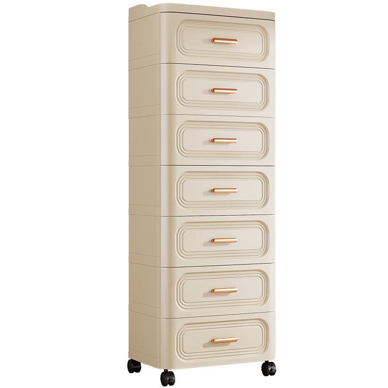 Bedroom Bedside Movable Storage Cabinet with Drawers for Living Room - Plastic Household Snack Organizer