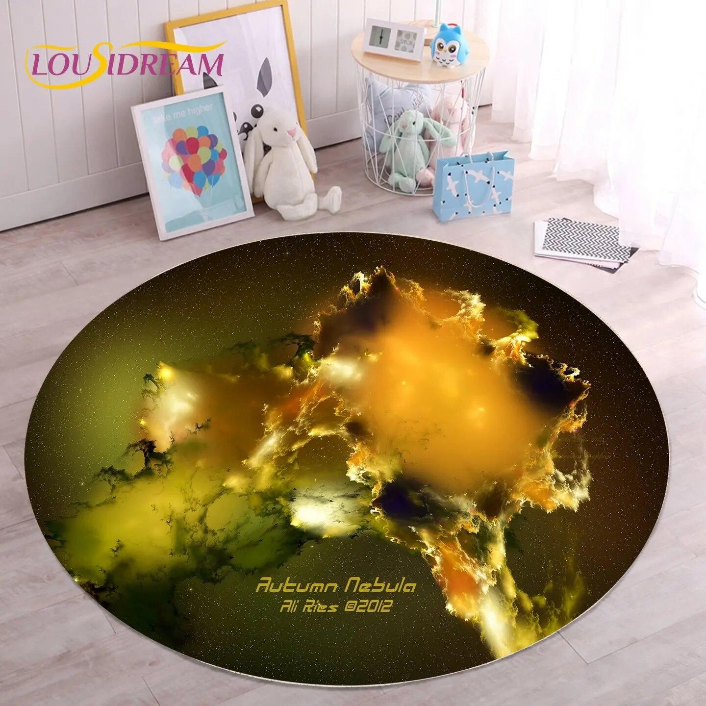 

HD Galaxy Universe Space Stars круглий килимок, килимок для вітальні, дитяча спальня, диван, декор ігрової кімнати, нековзкий килимок 60cmx60cm