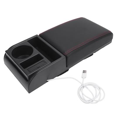 Couvercle de Boîte Accoudoir de Console Centrale Longueur Réglable avec Port de Chargement USB Porte-Gobelet Ajustement Universel Boîte Accoudoir de Voiture