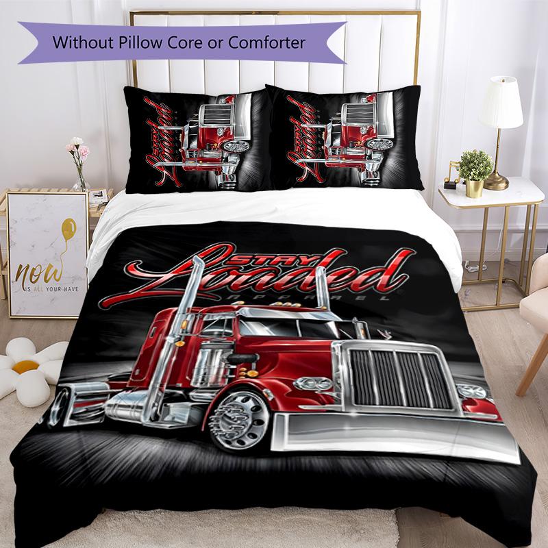 Truck Driver 3pcs Bedding Set Duvet Cover Closure Includes 1 Duvet Cover & 2 Pillowcases for All Seasons Bedroom Home Dorm Decor