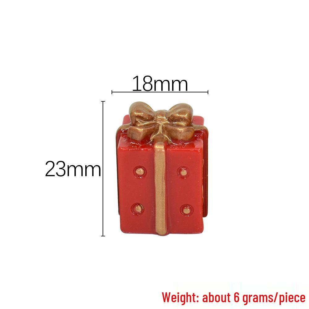 Mini Christmas Tree Resin Ornaments - Red & Green Gift Bag Set
