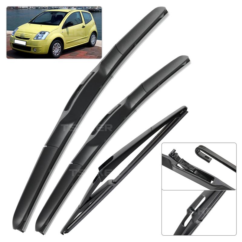 Vorne & Hinten Scheibenwischer Für Citroen C2 2003-2009 2004 2005 2006 2007 2008 Wischer Vorne&Hinten Wischerblätter Windschutzscheibe 24"+18"+12\"