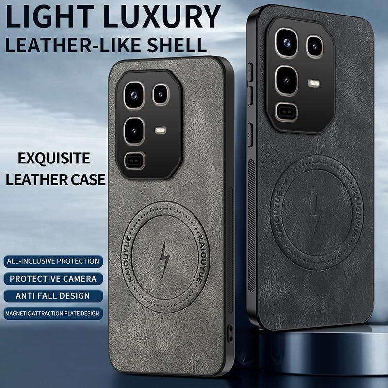 Magnetic Case For Infinix Note 50 Pro Plus Note50 4G 5G MagSafe Napa-textured PU Silicone Leather Back Cover Shockproof Bumper