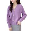Women's Trendy V-Neck Knit Cardigan: Spring & Autumn Long Sleeve Loose Sweater in Candy Colors