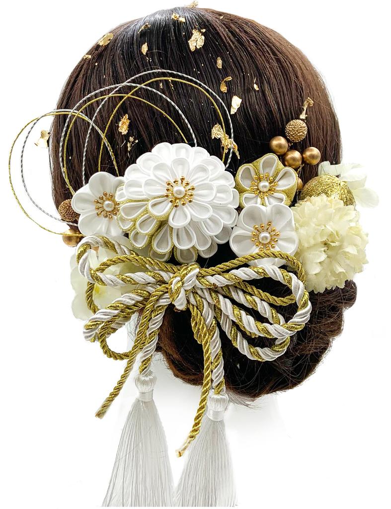 Hair 7 Dried Artificial Flower Popular Hair Perfect for Engagement Entrance Japanese White [JZOON] Tsumami-zaiku Ornaments, Colors, Flowers,