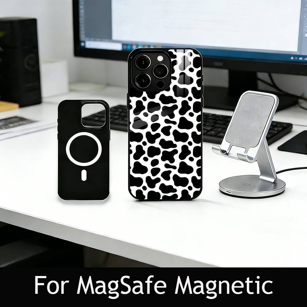 Cow print Phone Case For iPhone17,16,15,14,13,12,11 Plus,Pro Magnetic For Magsafe Wireless Charging