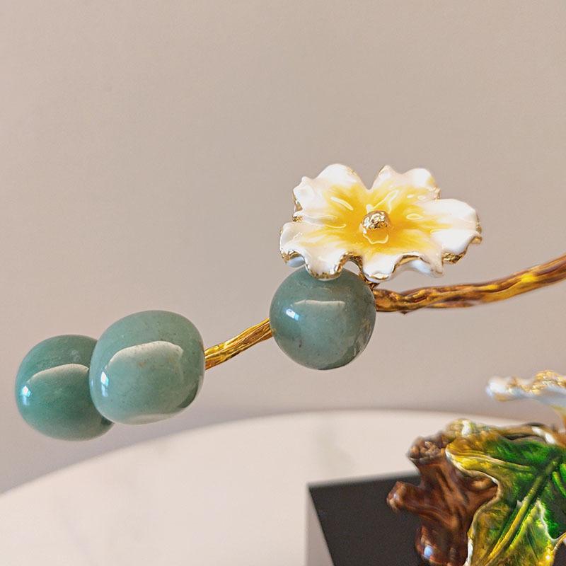 Metal Handicraft Golden Tree Plum Blossom Crystal Tree Artificial Sculpture Decorative Figurines Home Decoration Accessories