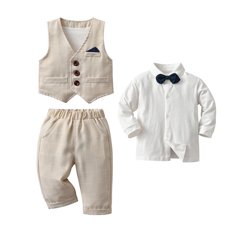 Kids' Spring/Autumn Vest & Suit Set - Baby Gentleman Formal Wear for Boys