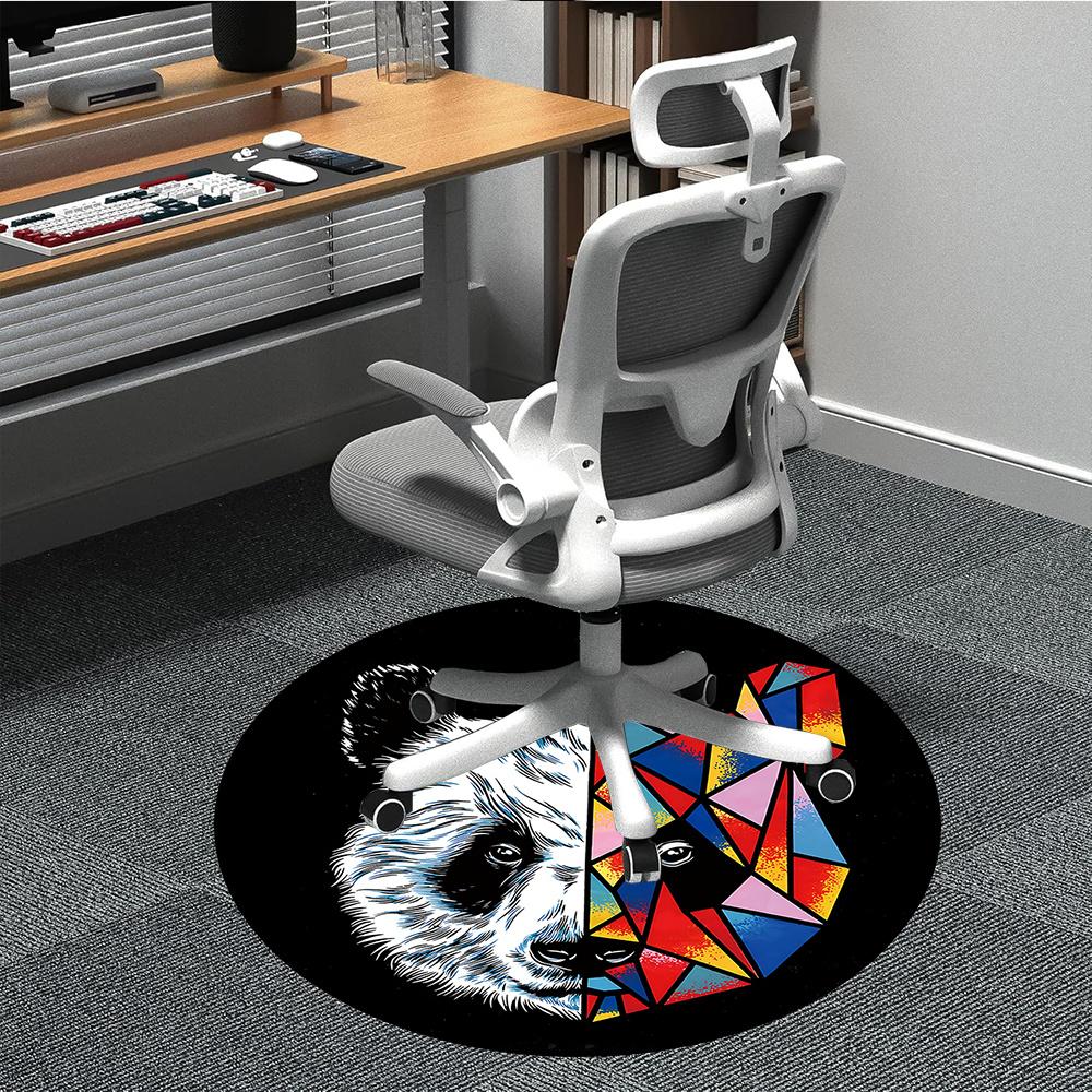 

1pc Panda Abstract Office Round Area Rug, Indoor Mat Suitable ForOffice, Under Office Chairs Bedroom Living Room Home Decor, Room Decot028 80cm by 80cm