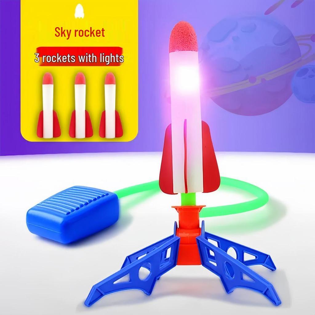 Sky-high Rocket Launcher: Foot-Pedal Catapult & Luminous Flying Saucer for Kids