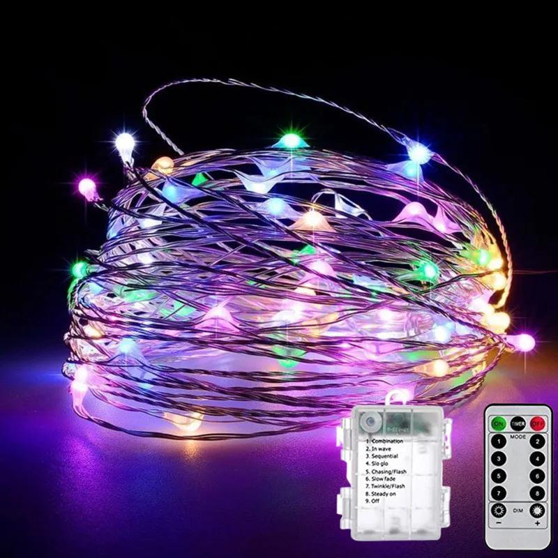 LED Fairy String Lights Battery Powered Remote Control 8 Modes Waterproof Garland for Birthday Wedding Party Garden Home Decor