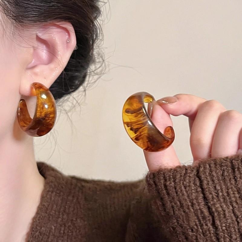 Maillard Design Minimalist Round Tiger Eye Stone Pendant Stud Earrings for Gothic Girls New Accessories Fashion Jewelry