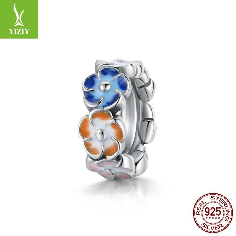 Hydrangea Diy Beaded Silver925 Vintage Plant Flower Bracelet Beads Scc1703