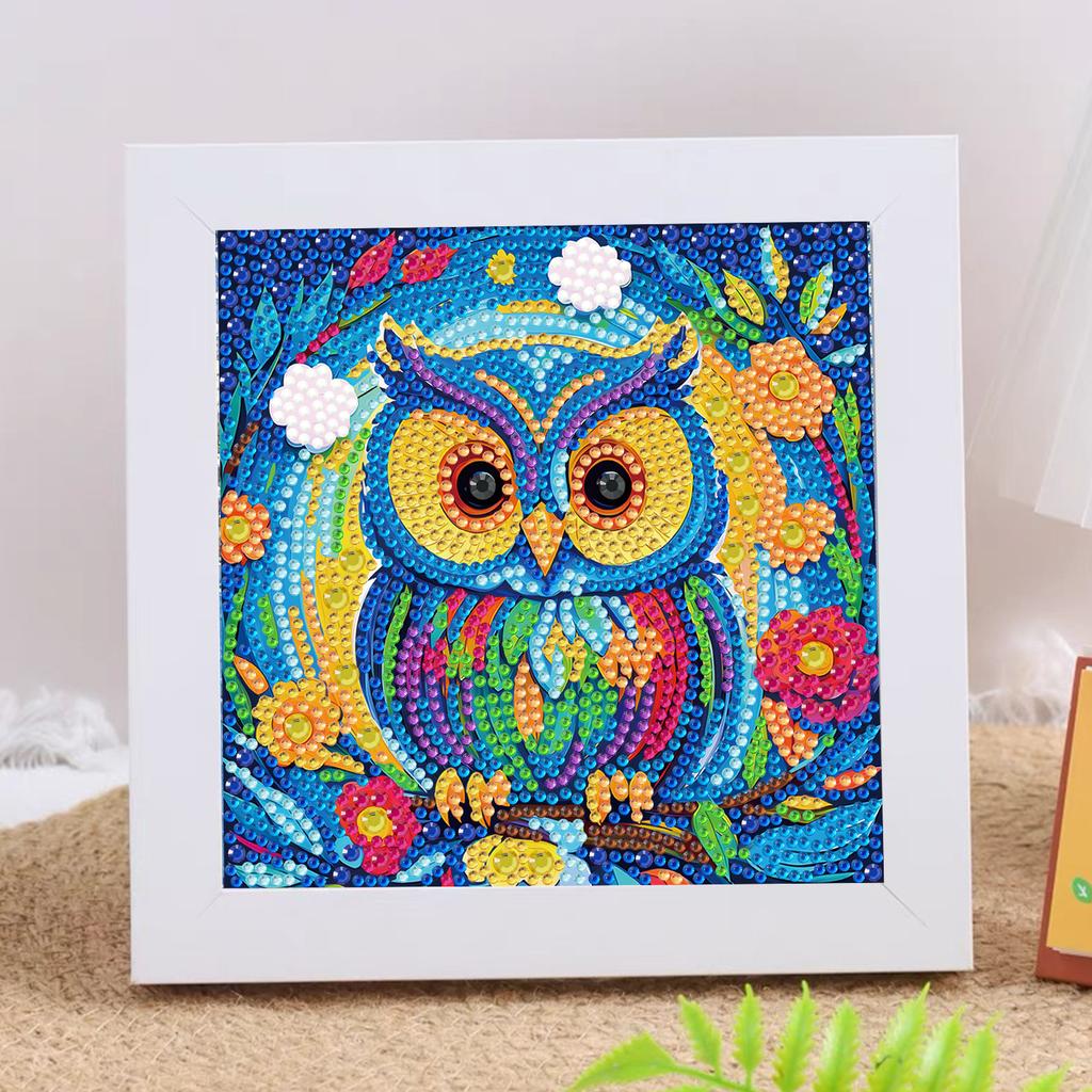 New Diy Diamond Painting Solid Wood Photo Frame Boxed Diamond Sticker Owl Cartoon Hand-Pasted Diamond Painting