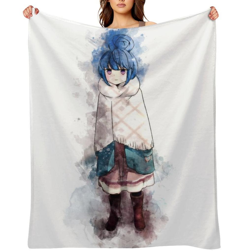 Laid Back Camp - Rin *Watercolor* Throw Blanket Luxury Thermals For Travel Plush Large Blankets