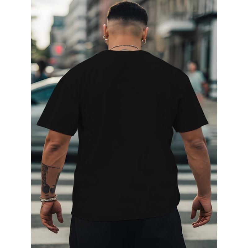 European Size Men's Large Barbecue Pattern T-Shirt - Oversized Casual Summer T-Shirt with Barbecue Illustration