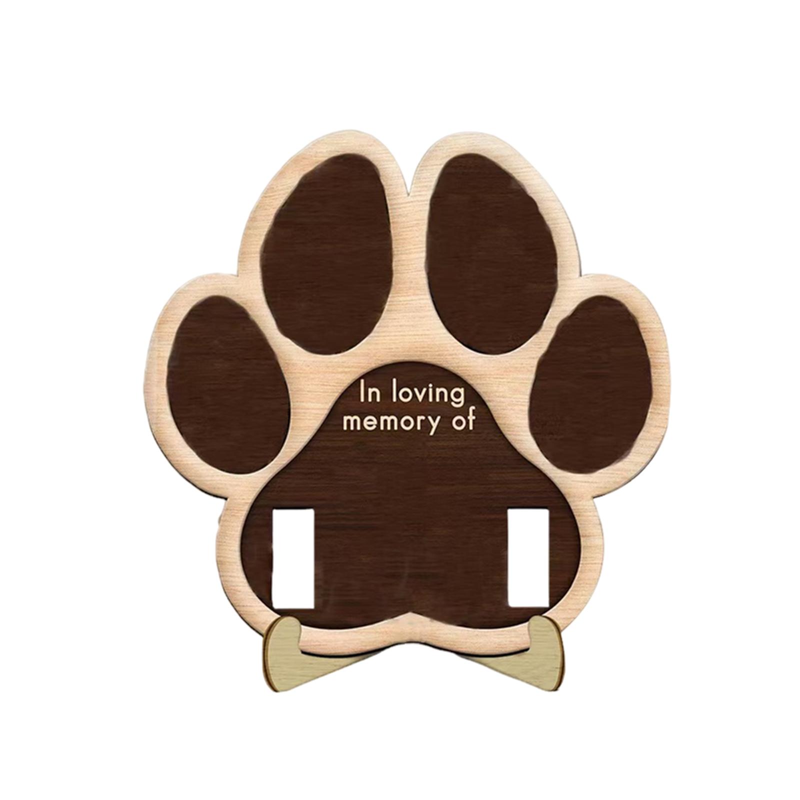 Wooden Pet Memorial Photo Frame, Shaped Display Stand, Dog Cats Collar Holder With Picture Slots, Rustic Wood Pet Keepsake One Size