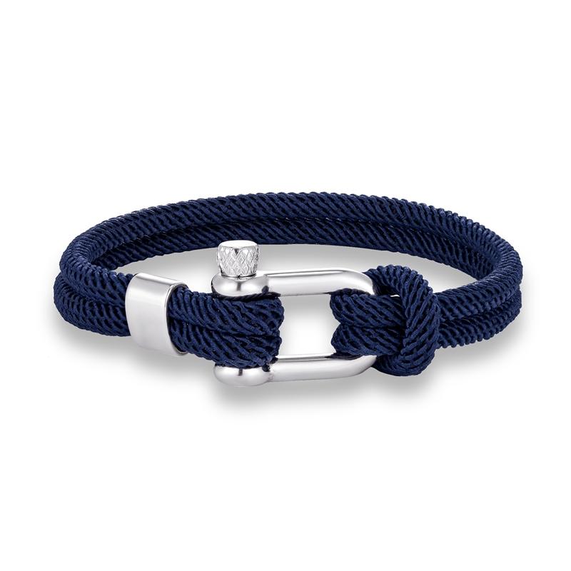 Minimalist Nautical Rope Bracelet Double Strand Stainless Steel U-Shape Shackle Buckle Survival Jewelry for Men Women