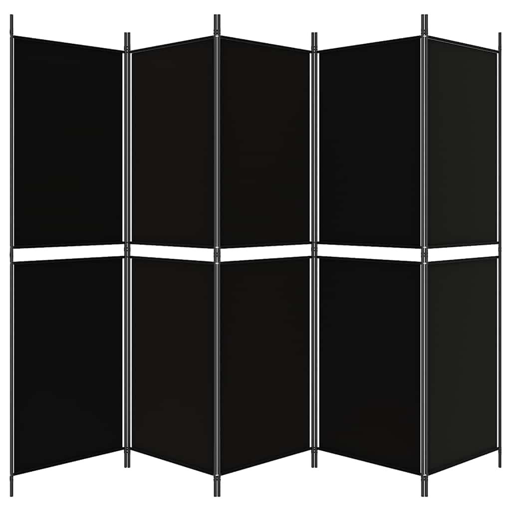 Vidaxl 5-Panel Room Divider, Black, 250 X 180 Cm, Fabric