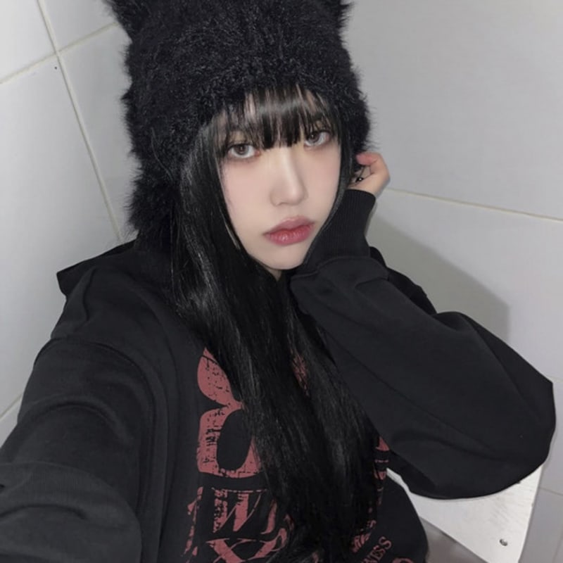 ADORE BELLE CAT FUR EARFLAP BEANIE - 4COLOR