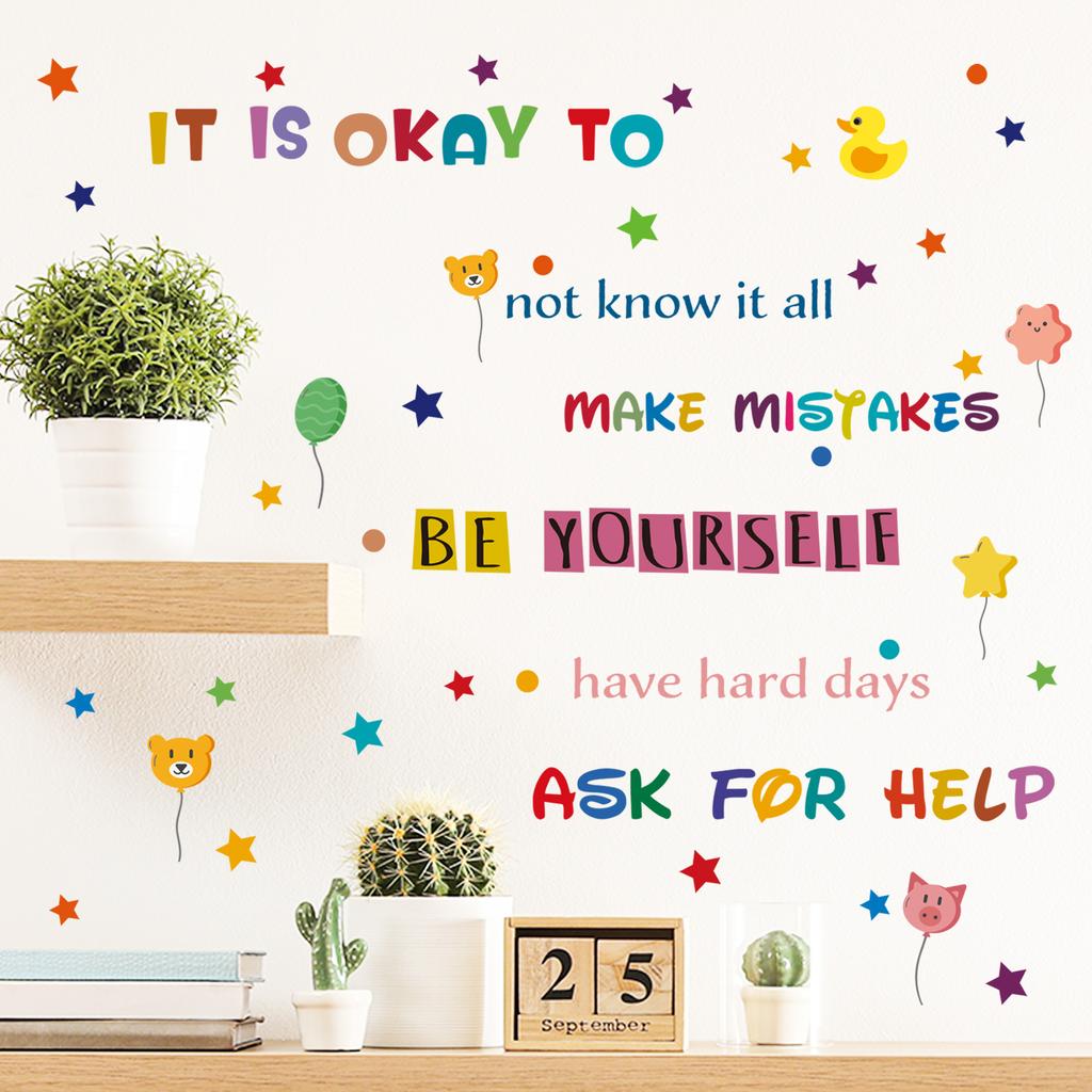 Colorful Inspirational Quote Wall Sticker Removable Living Room Bedroom Study Decor