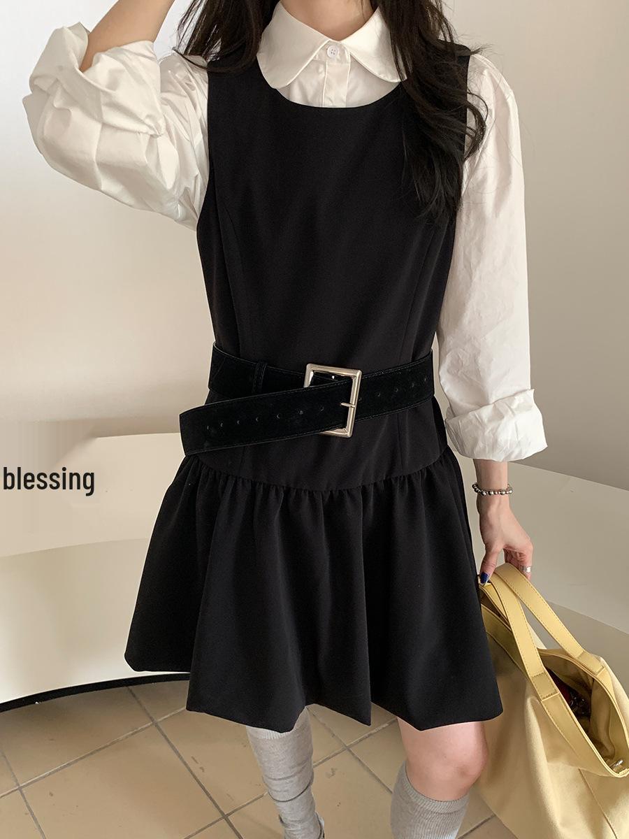 Vision Hepburn Style Black Sleeveless Korean Spring Vest Dress for Women 2026 Small чёрный