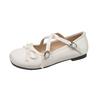 Black retro French flat-soled single shoes women's 2025 new spring shallow mouth ballet versatile skirt Mary Jane shoes