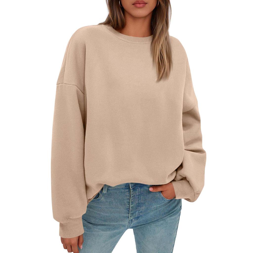 Sweatshirts For Women Oversized Round Neck  Fleece Pullover Casual Long Sleeve Tops