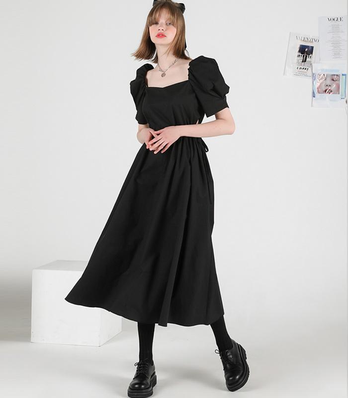 AVANDRESS Square Neck Slim Long Dress White