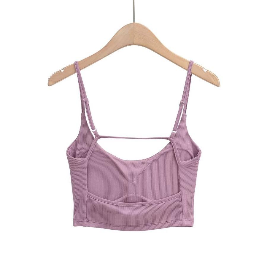 Dámská pevná polstrovaná tílka bez rukávů bez rukávů štíhlá vesta s krátkým popruhem sexy triko