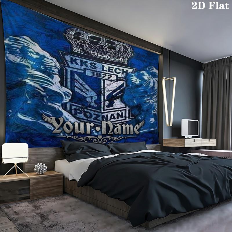 Lech Poznan Wapen Custom Naam Wandkleed Esthetische Muurhanger Bedrukte Stof Deken Decoratieve Wandkleden Voor Slaapkamer Woonkamer Huisdecoratie