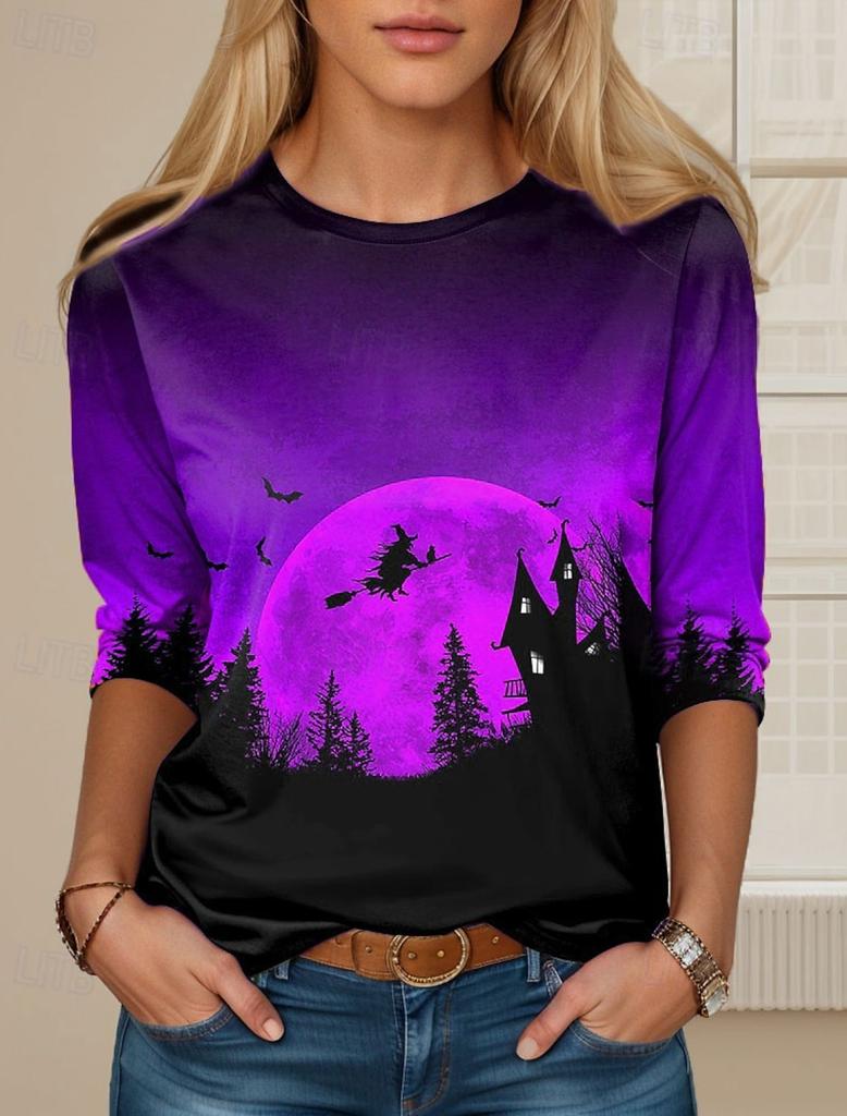 Slight Strech Mainland China POLYESTER Casual Broadcloth Halloween regular Floral regular MIDDLE AGE Autumn/Winter None tops