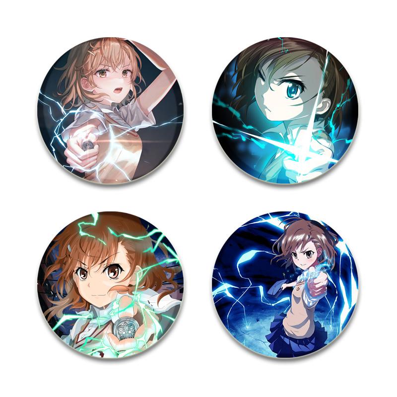 32/44/58mm A Certain Scientific Railgun HD Brooch Anime Badge Cartoon Figure Misaka Mikoto/Wannai Kinuho Round Display Pins Jewelry Gifts