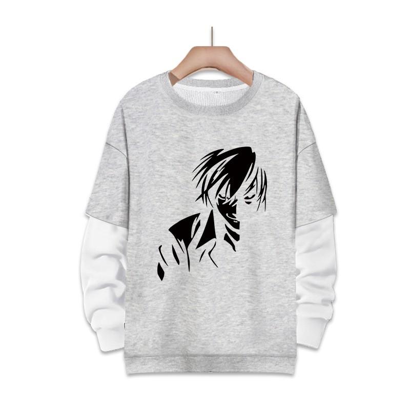 Stampa Anime Death Note Nero/Grigio S-3XL Casual Manica Lunga